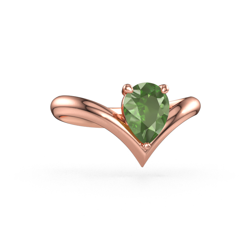 Bild av Förlovningsring Maddy PER 585 roséguld Grön turmalin 8x6 mm