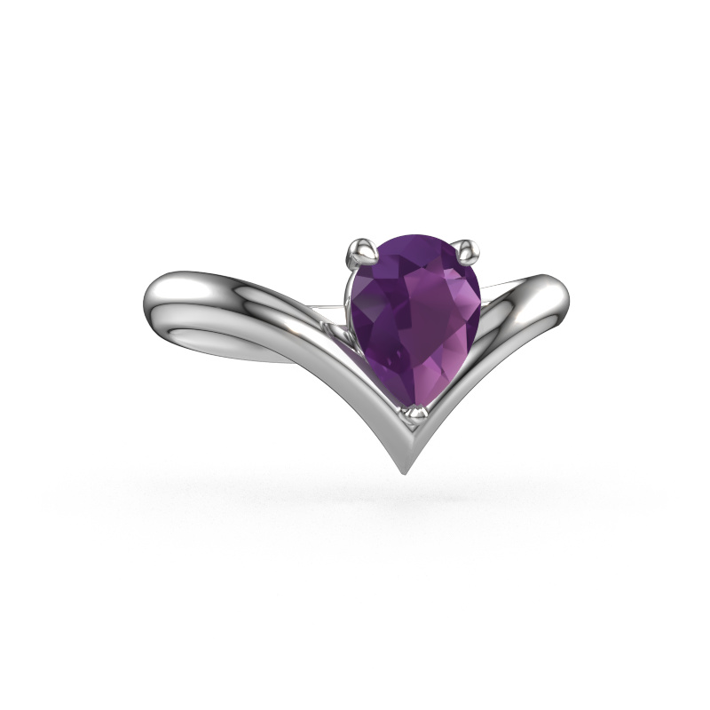 Image of Engagement ring Maddy PER 950 platinum Amethyst 8x6 mm