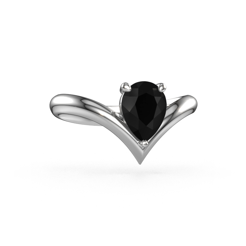 Image of Engagement ring Maddy PER 585 white gold Black diamond 1.25 crt