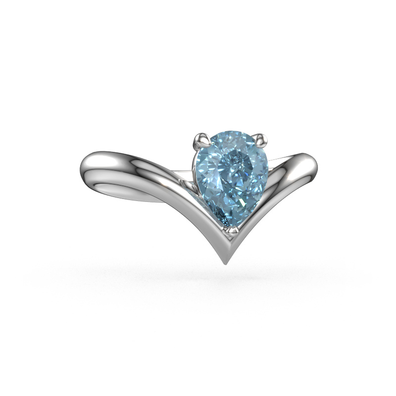 Bild von Verlobungsring Maddy PER 950 Platin Blauer Labordiamant 8x6 mm