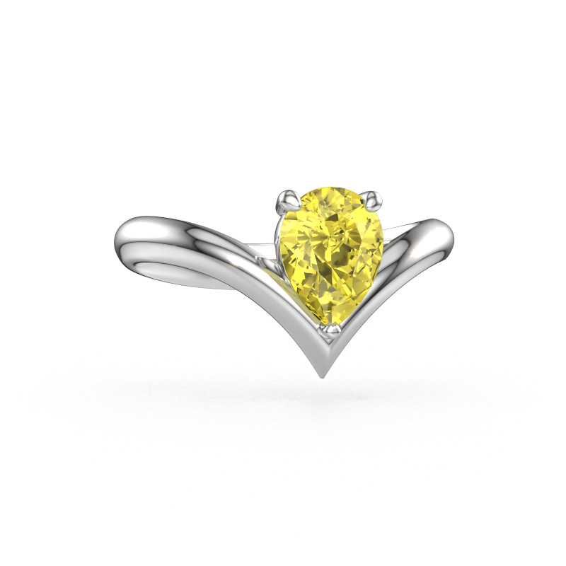 Bild av Förlovningsring Maddy PER 585 vitt guld Gul labbodlad diamant 8x6 mm