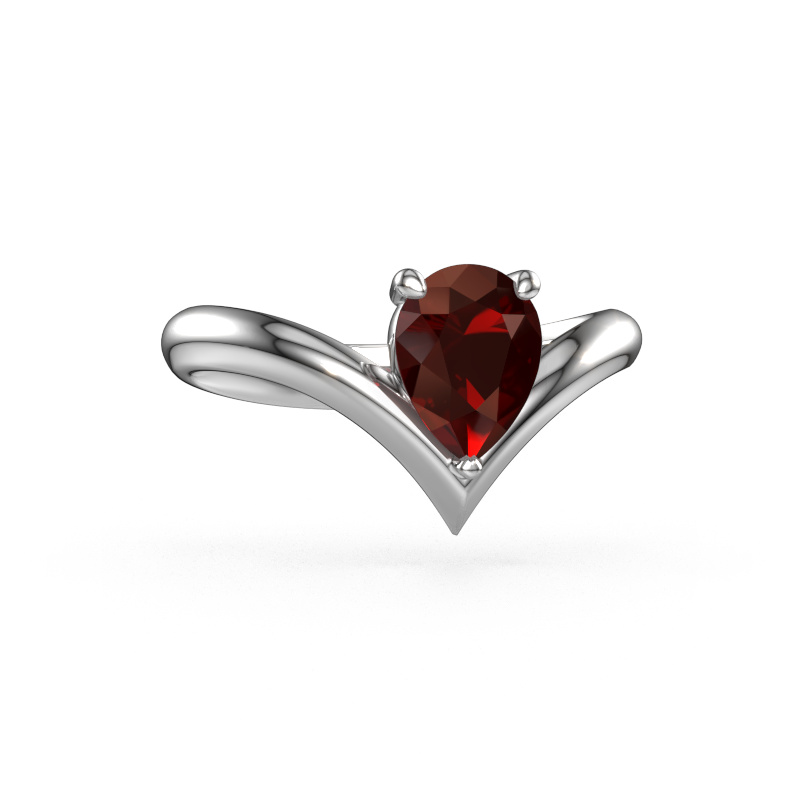 Image of Engagement ring Maddy PER 585 white gold Garnet 8x6 mm