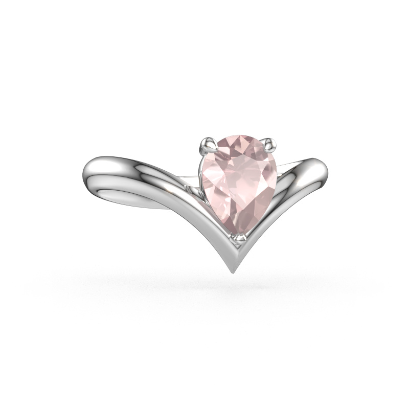 Afbeelding van Verlovingsring Maddy PER 950 platina Morganiet champagne 8x6 mm