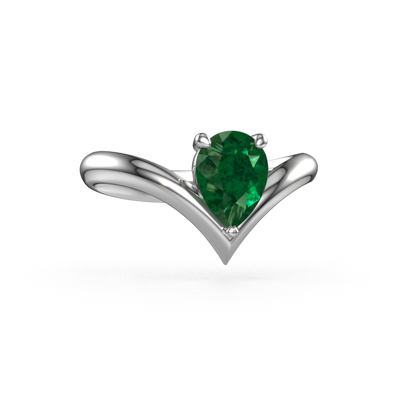 Image of Engagement ring Maddy PER 950 platinum Emerald 8x6 mm