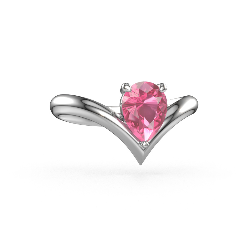Bild von Verlobungsring Maddy PER 585 Weißgold Pink Saphir 8x6 mm