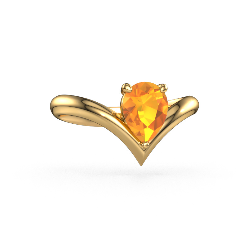 Afbeelding van Verlovingsring Maddy PER 585 goud Citrien 8x6 mm