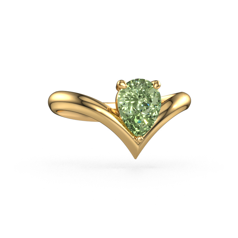 Image of Engagement ring Maddy PER 585 gold Green lab grown diamond 8x6 mm