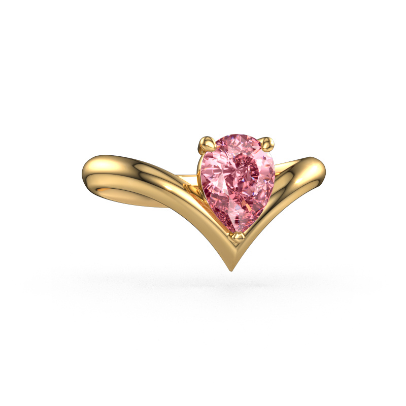 Image of Engagement ring Maddy PER 585 gold Pink lab grown diamond 8x6 mm