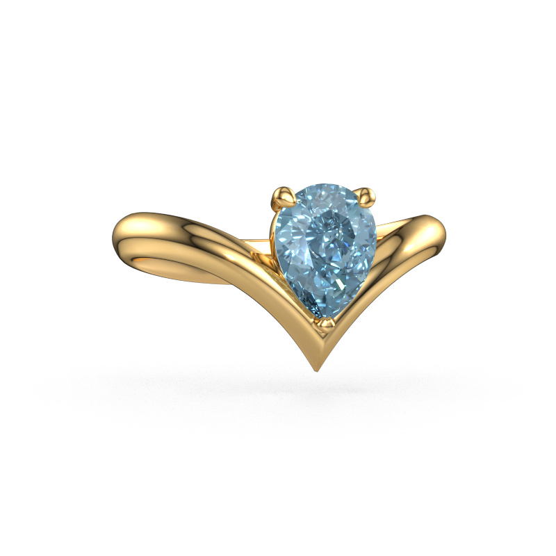 Image of Engagement ring Maddy PER 585 gold Blue lab grown diamond 8x6 mm