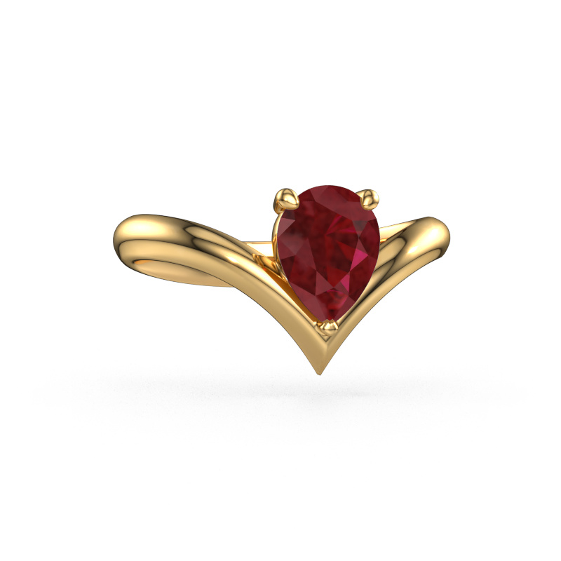 Bild von Verlobungsring Maddy PER 585 Gold Rubin 8x6 mm