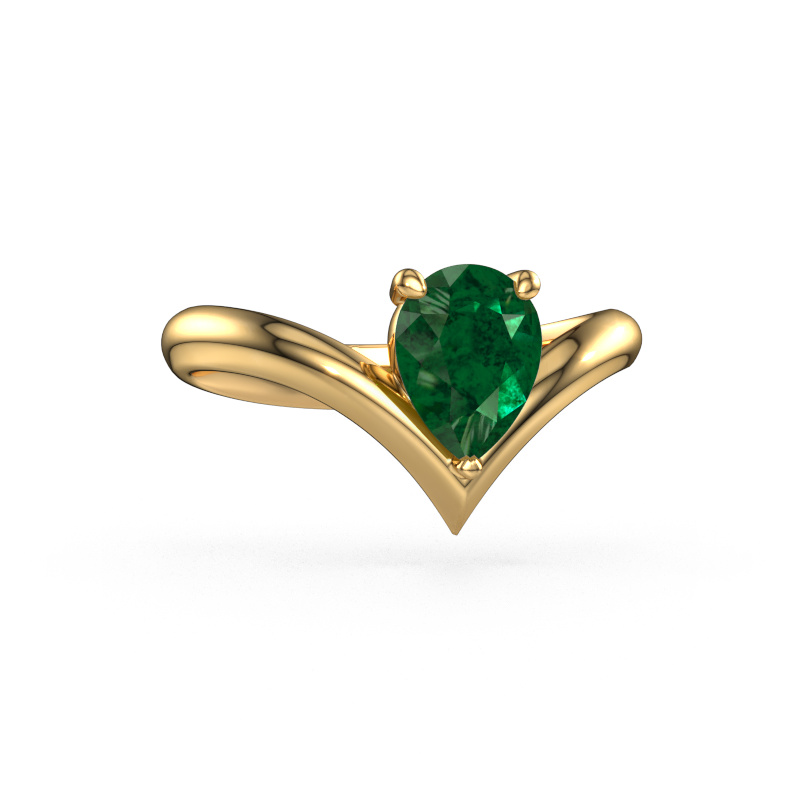 Image of Engagement ring Maddy PER 585 gold Emerald 8x6 mm