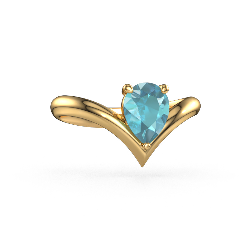 Image of Engagement ring Maddy PER 585 gold Blue topaz 8x6 mm