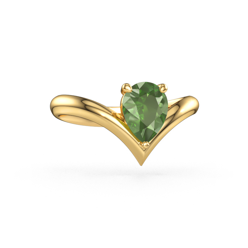Bild von Verlobungsring Maddy PER 585 Gold Turmalin grün 8x6 mm