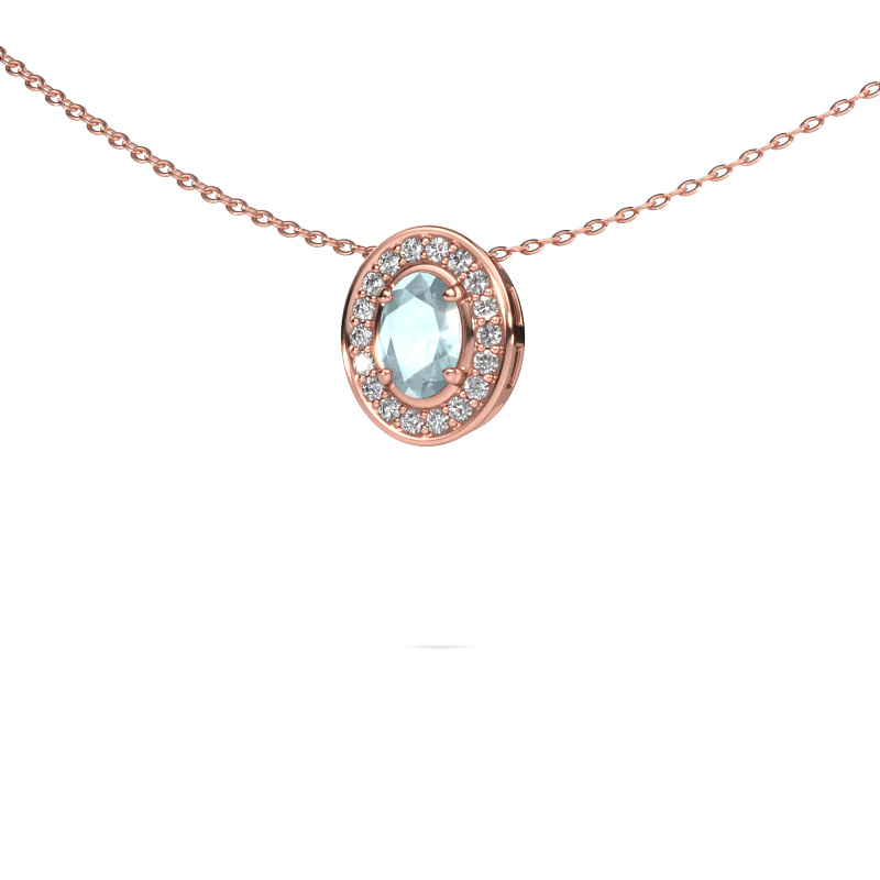 Image of Necklace Madelon 585 rose gold Aquamarine 6x4 mm