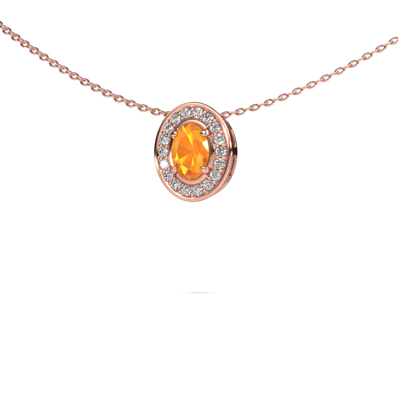 Afbeelding van Ketting Madelon 585 rosé goud Citrien 6x4 mm