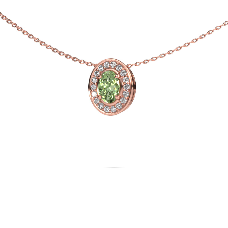 Image de Collier Madelon 585 or rose Diamants synthétiques vert 6x4 mm