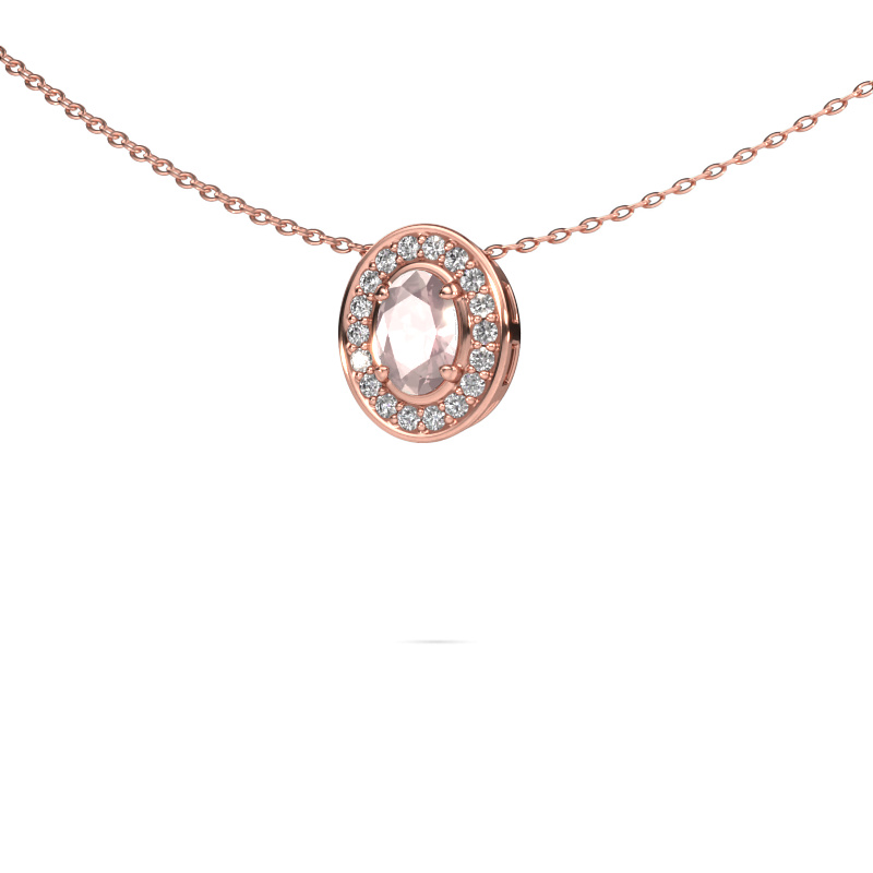 Image of Necklace Madelon 585 rose gold Morganite champagne 6x4 mm