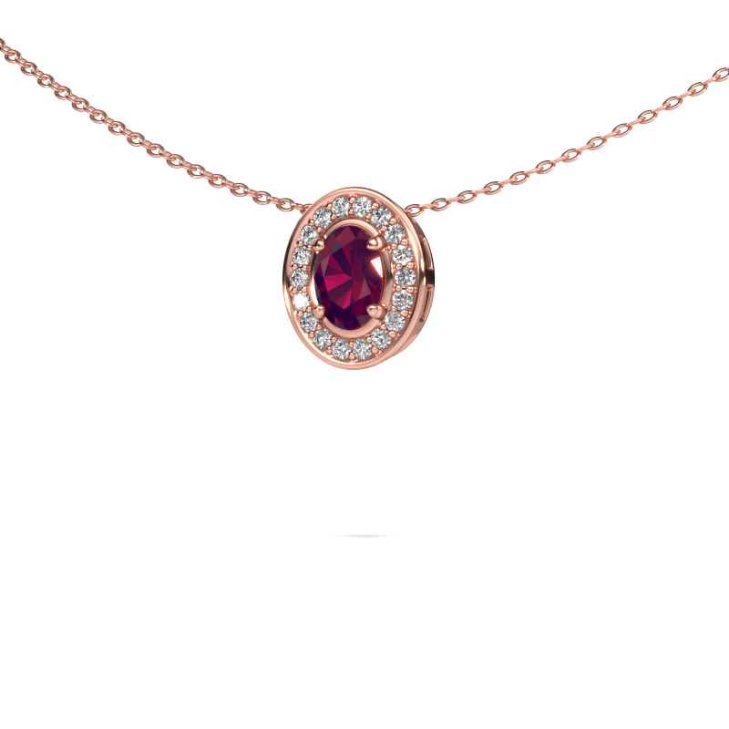 Image of Necklace Madelon 585 rose gold Rhodolite 6x4 mm