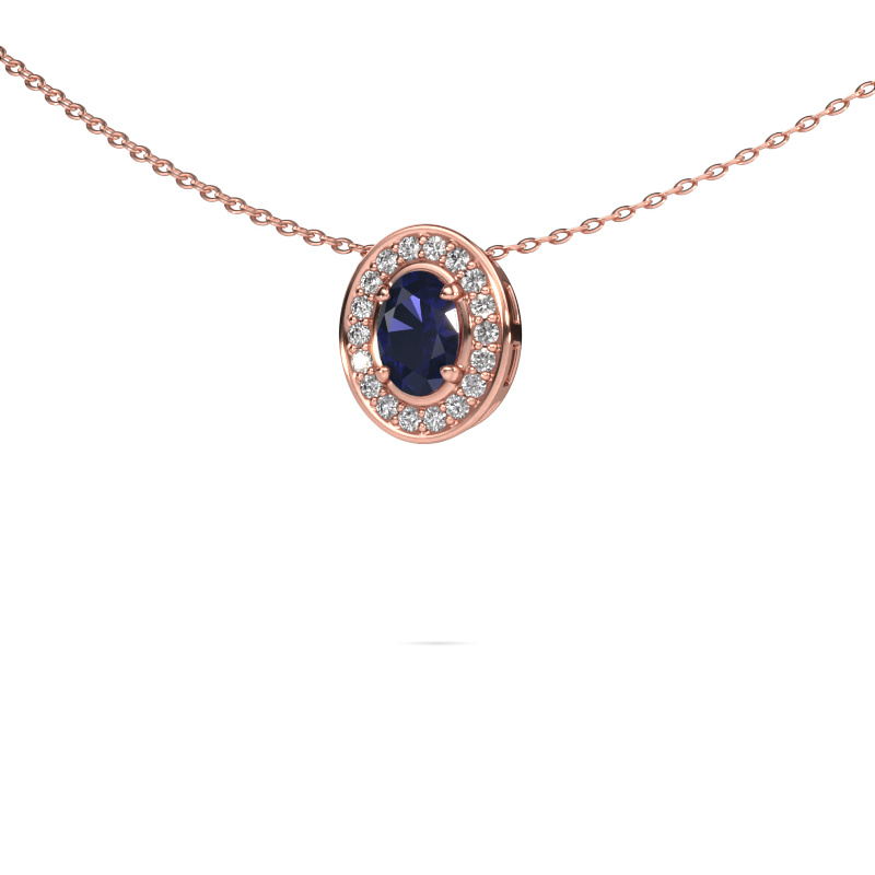 Image of Necklace Madelon 585 rose gold Sapphire 6x4 mm