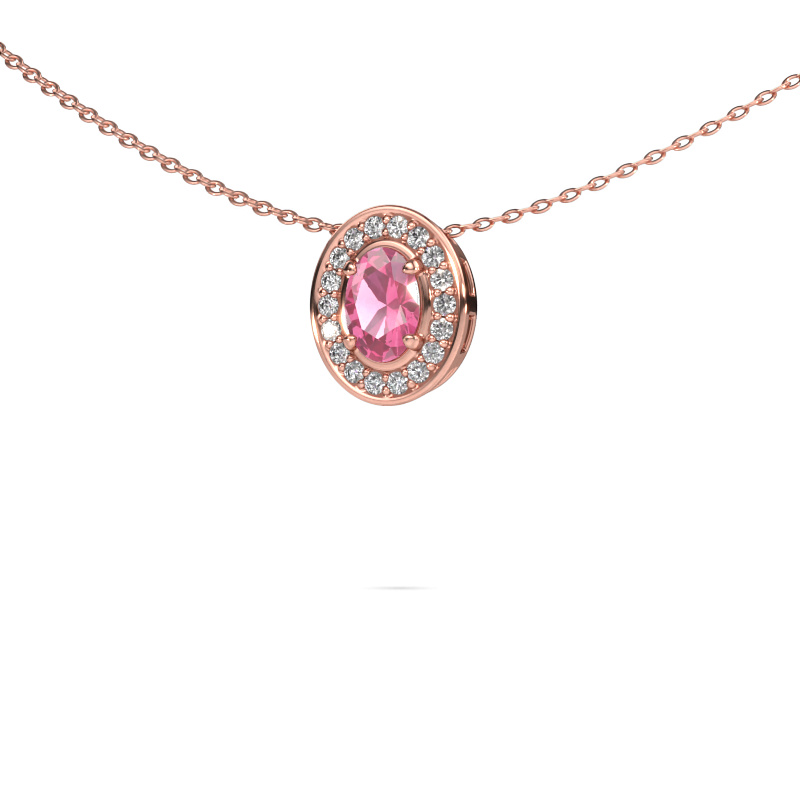 Image of Necklace Madelon 585 rose gold Pink sapphire 6x4 mm