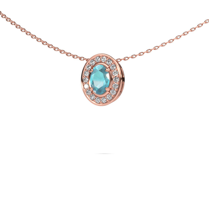 Image of Necklace Madelon 585 rose gold Blue topaz 6x4 mm