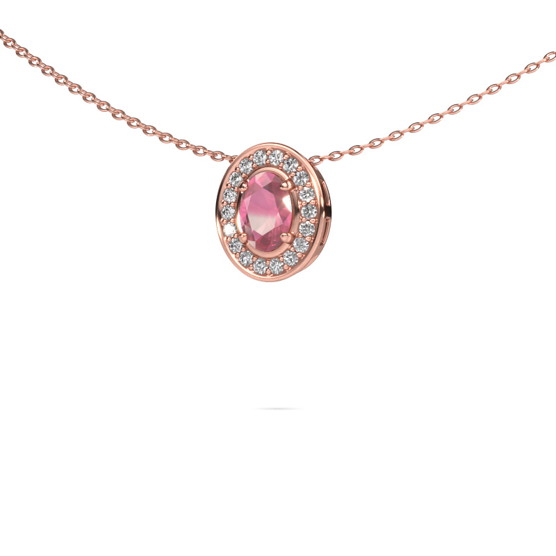 Image of Necklace Madelon 585 rose gold Tourmaline pink 6x4 mm