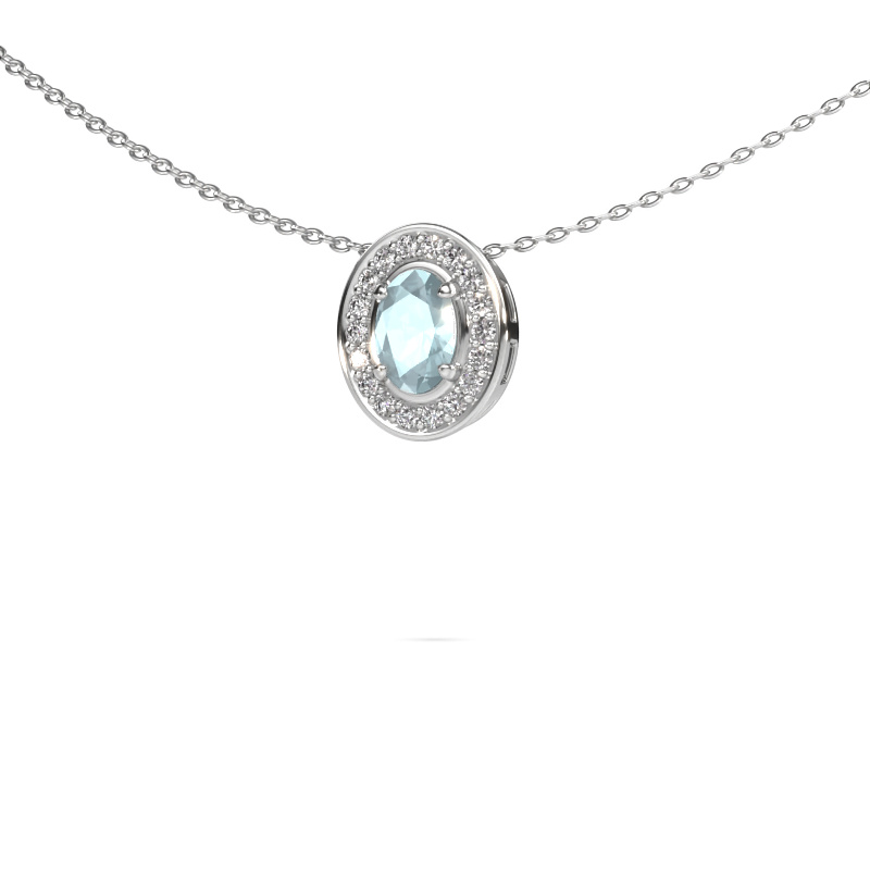 Image of Necklace Madelon 585 white gold Aquamarine 6x4 mm
