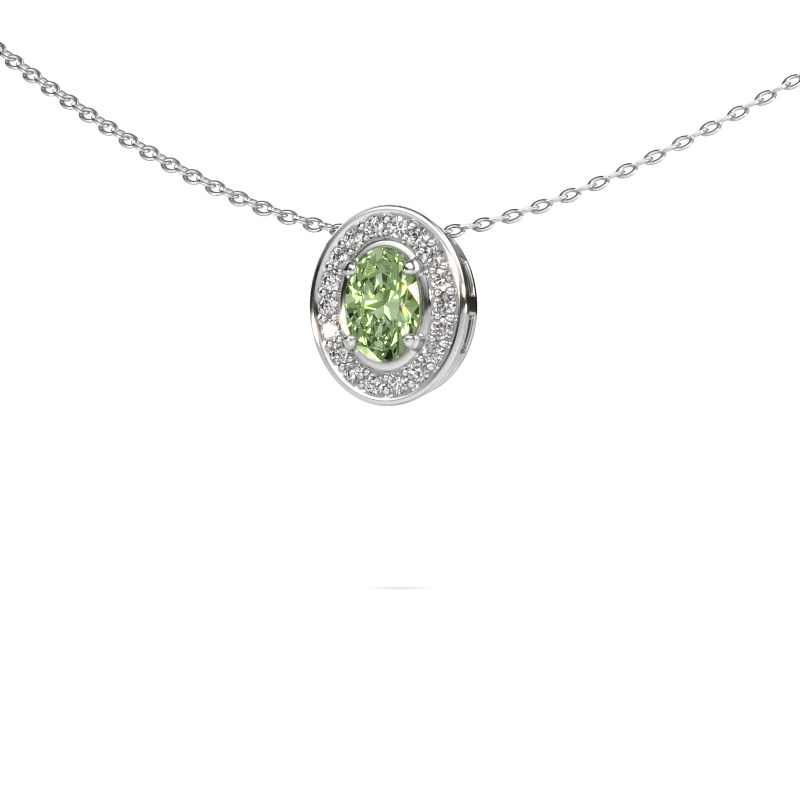 Image de Collier Madelon 585 or blanc Diamants synthétiques vert 6x4 mm