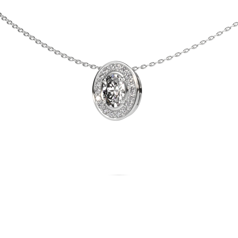 Image of Necklace Madelon 585 white gold Zirconia 6x4 mm