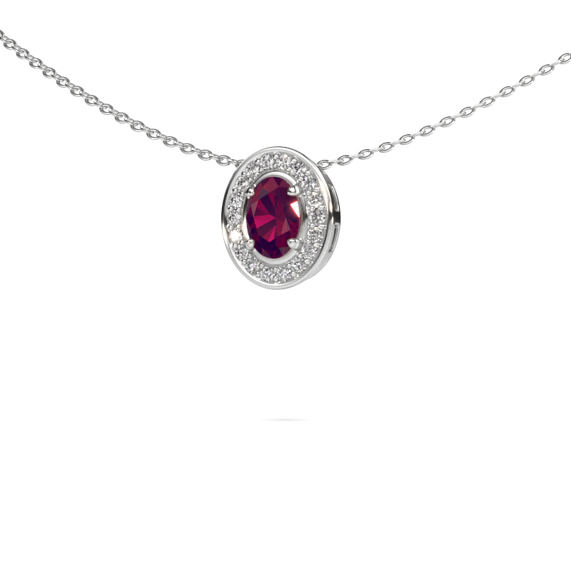Afbeelding van Ketting Madelon 585 witgoud Rhodoliet 6x4 mm