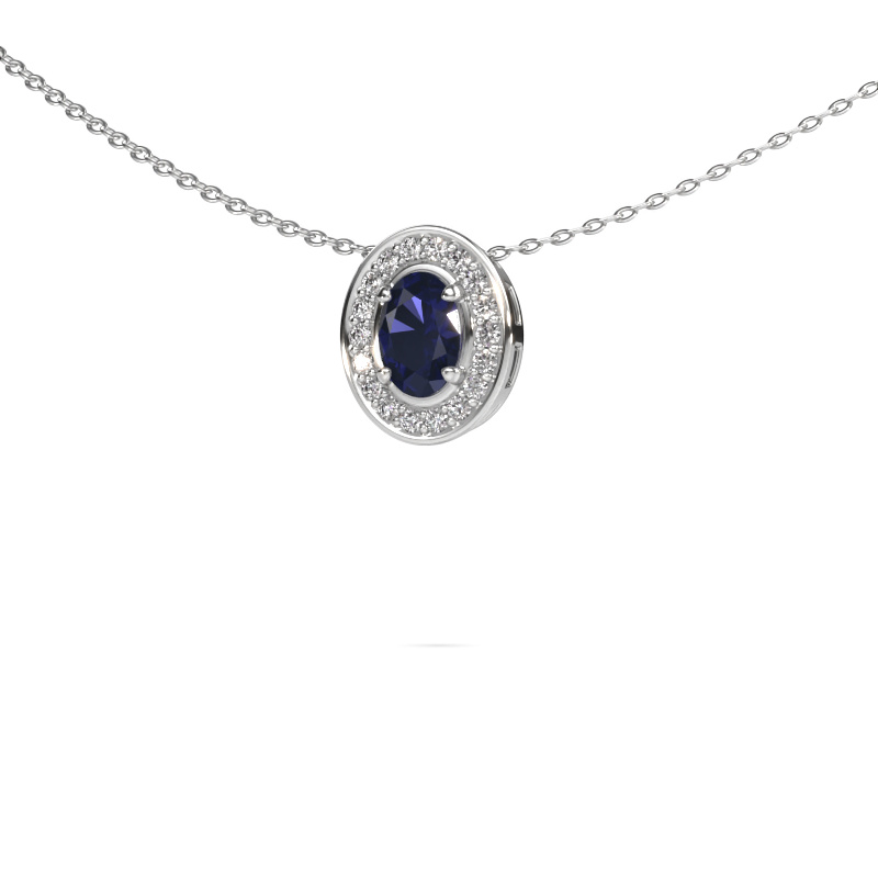 Image of Necklace Madelon 585 white gold Sapphire 6x4 mm