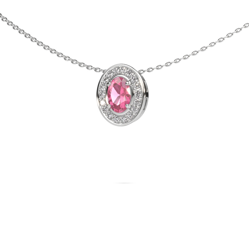 Image of Necklace Madelon 585 white gold Pink sapphire 6x4 mm
