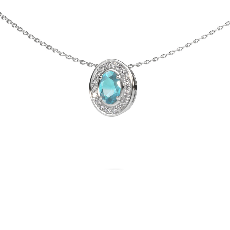 Image of Necklace Madelon 585 white gold Blue topaz 6x4 mm
