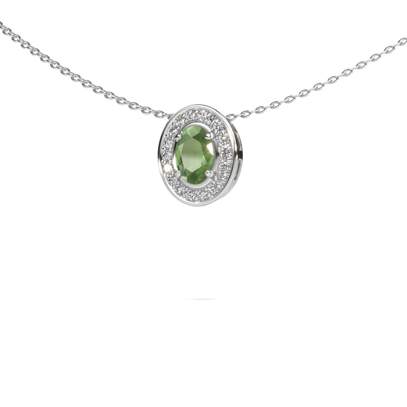Image de Collier Madelon 585 or blanc Vert tourmaline 6x4 mm