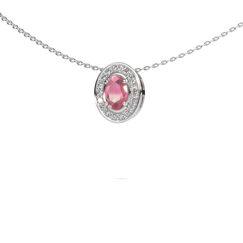 Image of Necklace Madelon 585 white gold Tourmaline pink 6x4 mm