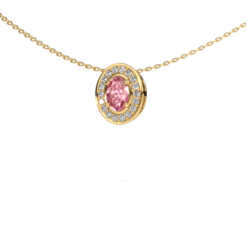 Image of Necklace Madelon 585 gold Pink lab grown diamond 6x4 mm