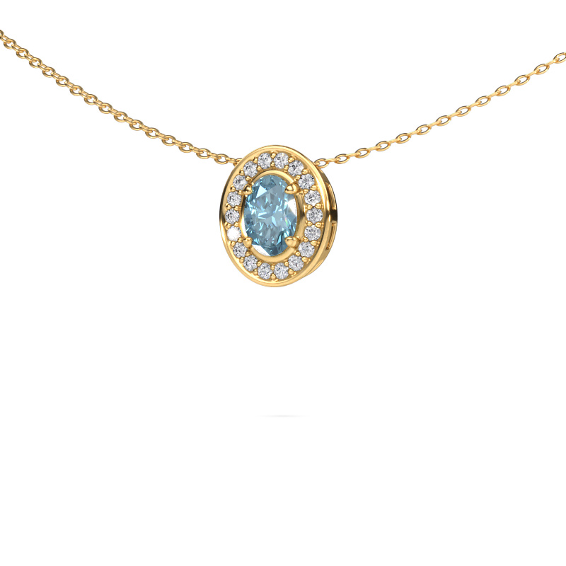 Image de Collier Madelon 585 or jaune Diamant synthétique bleu 6x4 mm