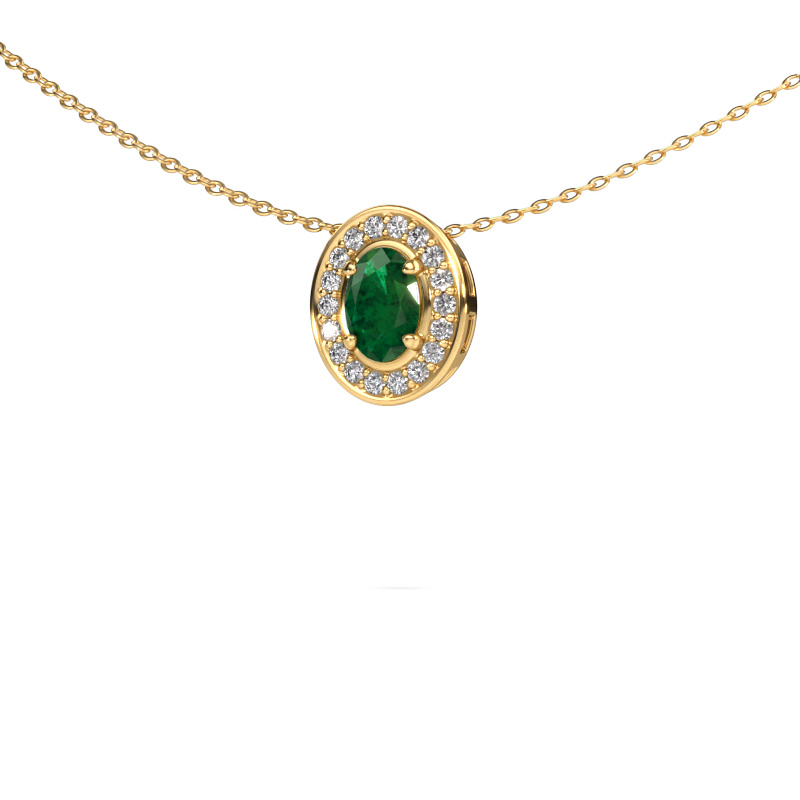 Image of Necklace Madelon 585 gold Emerald 6x4 mm