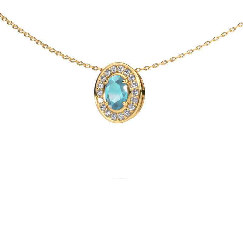 Image of Necklace Madelon 585 gold Blue topaz 6x4 mm