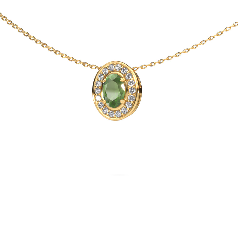 Image de Collier Madelon 585 or jaune Vert tourmaline 6x4 mm
