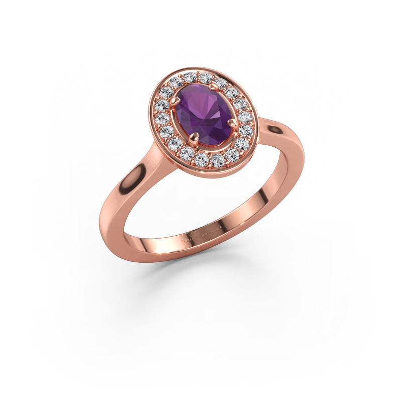 Immagine di Anello Madelon 1 585 oro rosa Ametista 7x5 mm