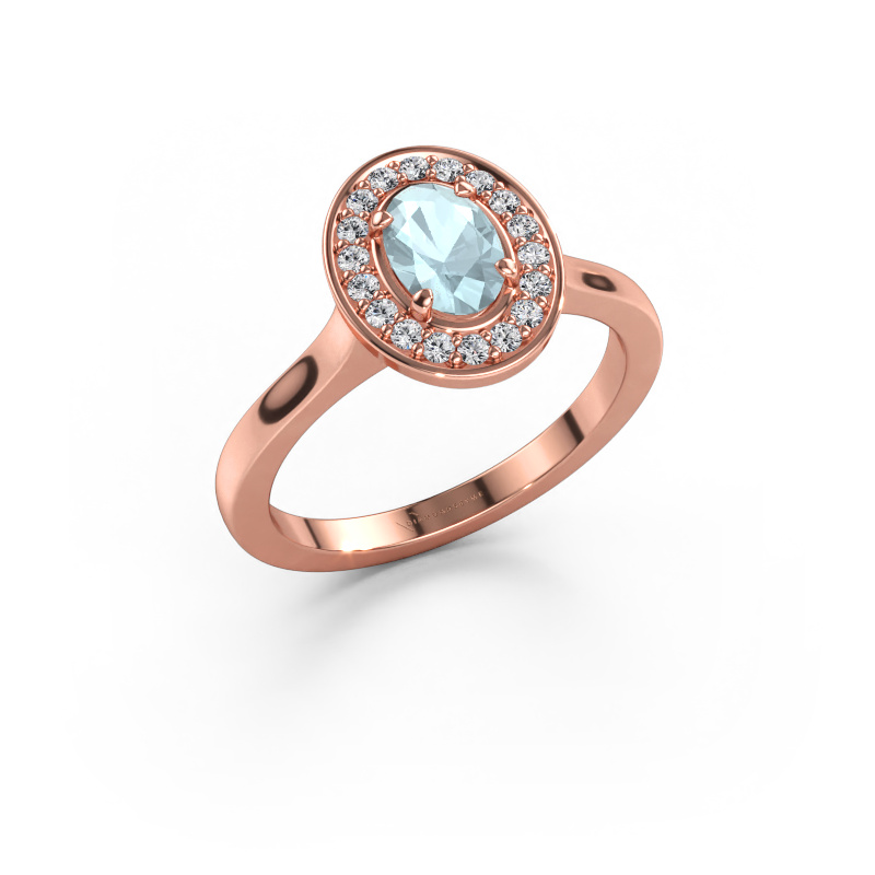 Immagine di Anello Madelon 1 585 oro rosa Acquamarina 7x5 mm