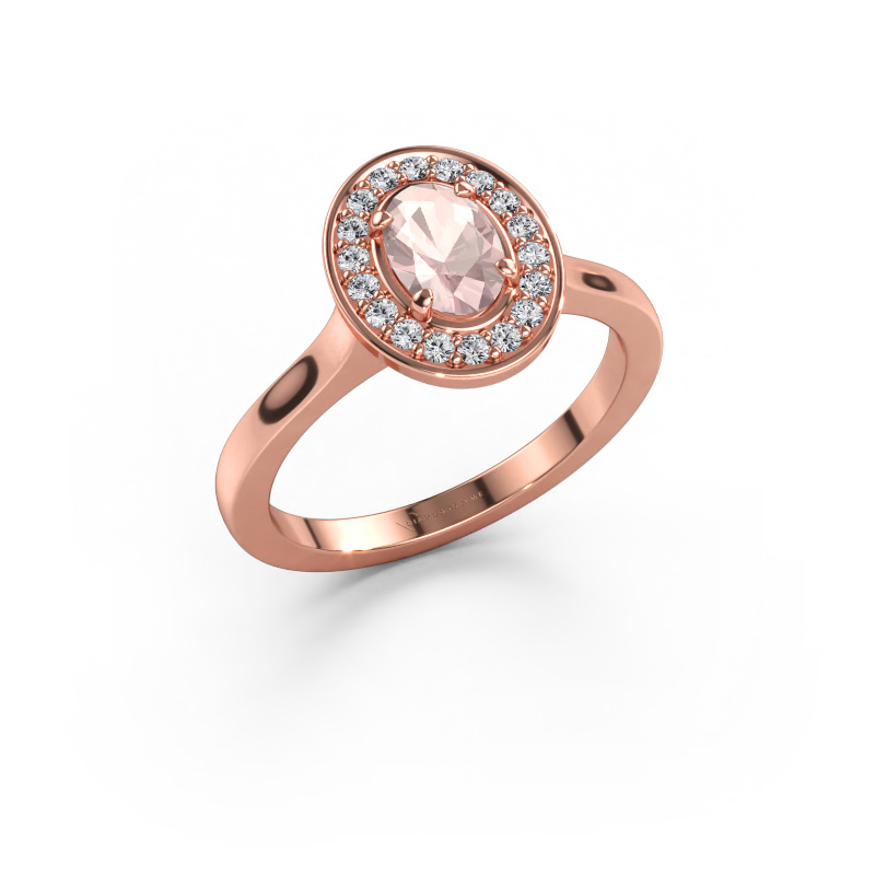 Immagine di Anello Madelon 1 585 oro rosa Morganite champagne 7x5 mm