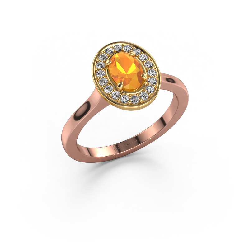 Image of Ring Madelon 1 585 rose gold Citrin 7x5 mm