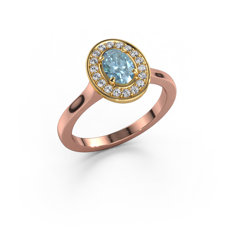 Bild von Ring Madelon 1 585 Roségold Blauer Labordiamant 7x5 mm
