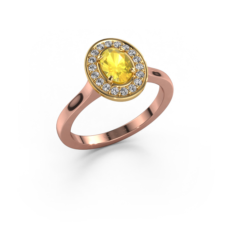 Image of Ring Madelon 1 585 rose gold Yellow sapphire 7x5 mm