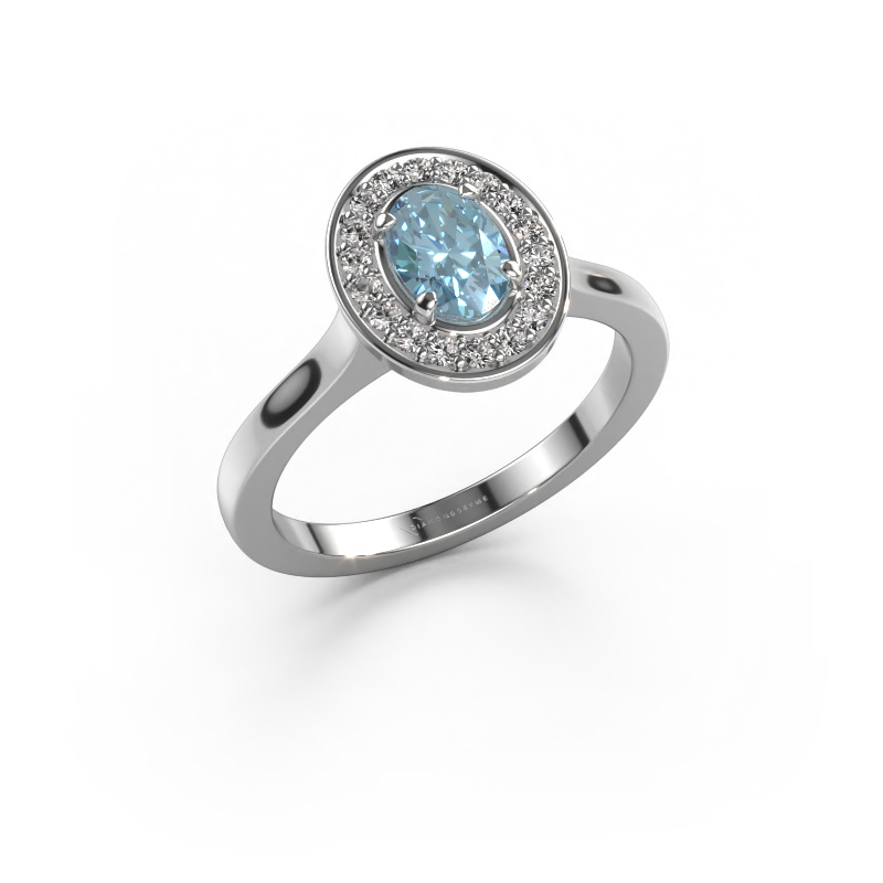 Bild von Ring Madelon 1 950 Platin Blauer Labordiamant 7x5 mm
