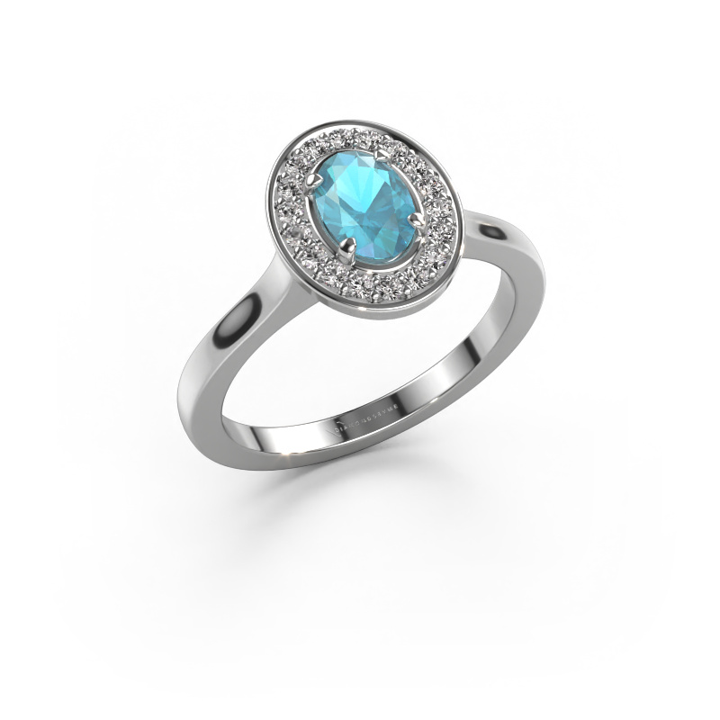 Image of Ring Madelon 1 950 platinum Blue topaz 7x5 mm
