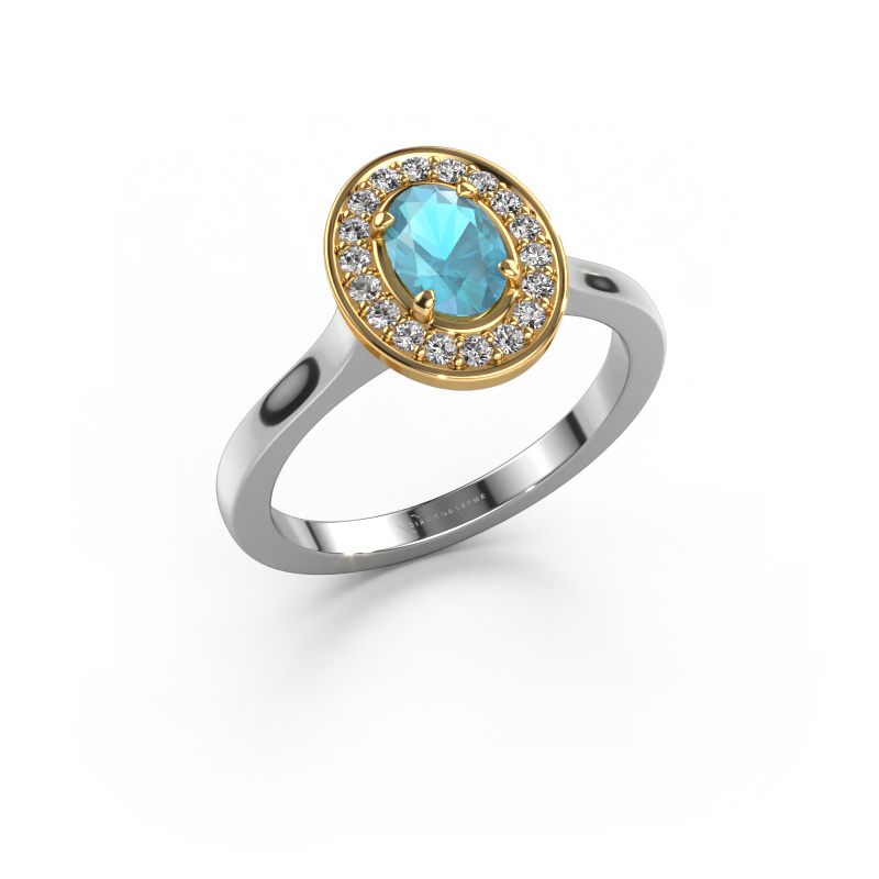 Image of Ring Madelon 1 585 white gold Blue topaz 7x5 mm