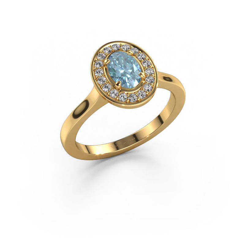 Bild von Ring Madelon 1 585 Gold Blauer Labordiamant 7x5 mm